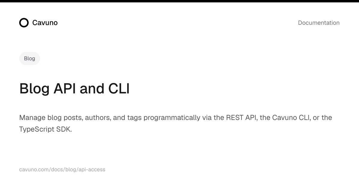 Blog API and CLI | Cavuno